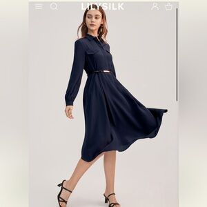 Lilysilk Navy Blue Maxi Sleeve Dress